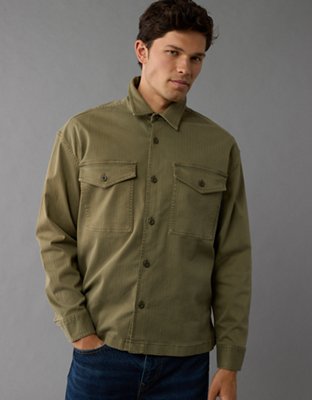 AE Stretch Canvas Long-Sleeve Button-Up Shirt