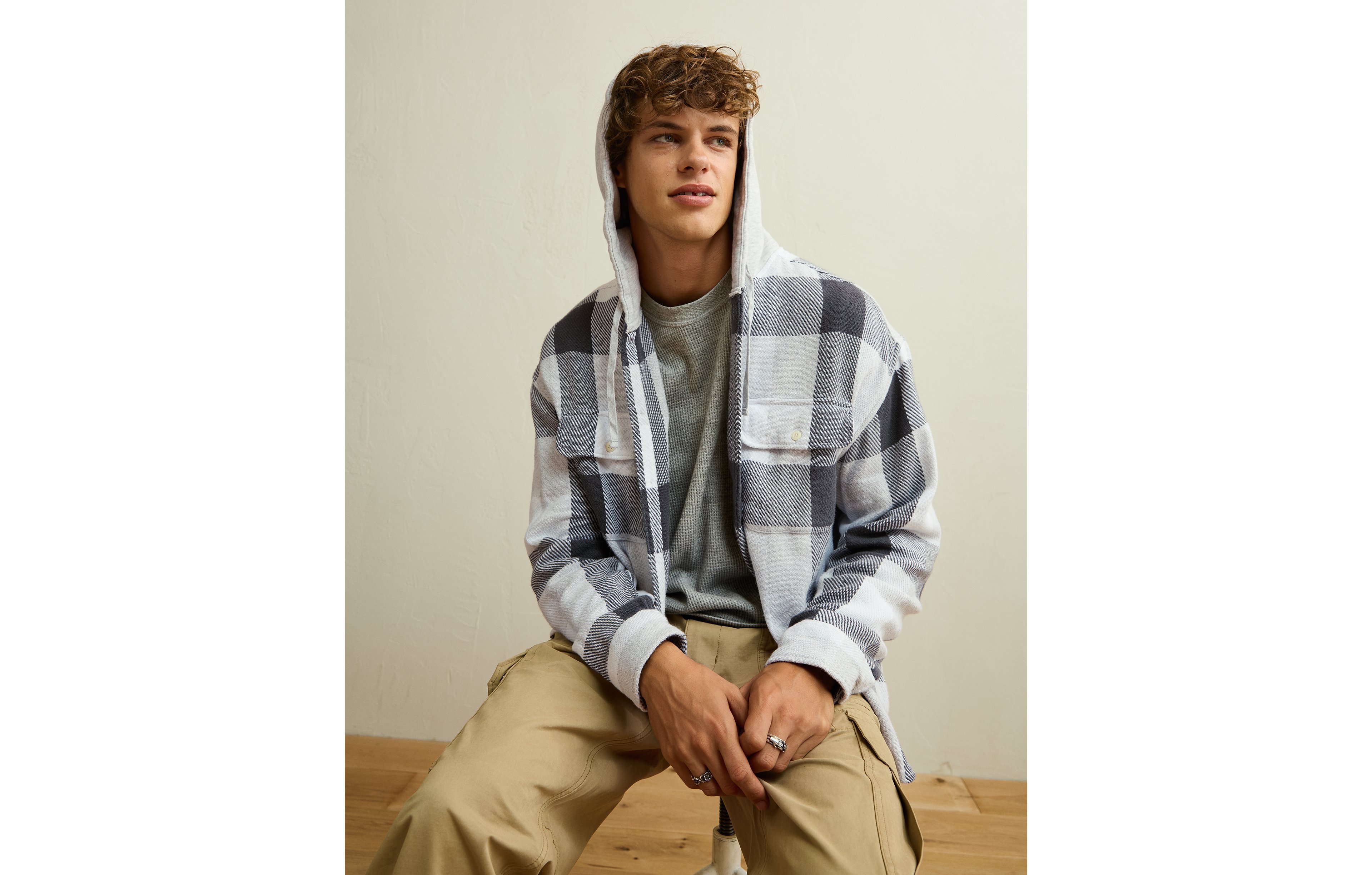 AE Relaxed Fit Hooded Flannel
