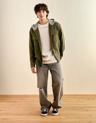 AE Relaxed Fit Hooded Flannel