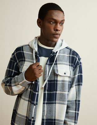 AE Relaxed Fit Hooded Flannel | American Eagle
