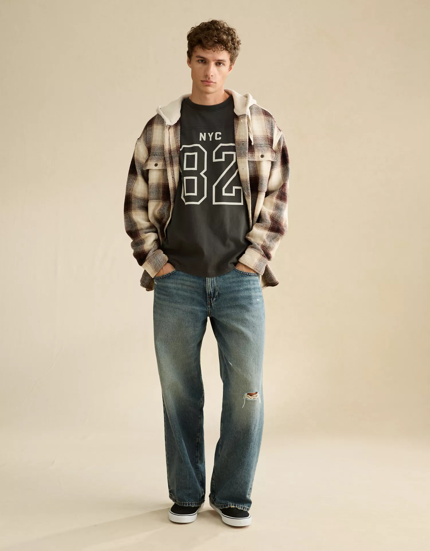 AE Relaxed Fit Hooded Flannel