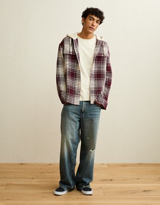 AE Relaxed Fit Hooded Flannel