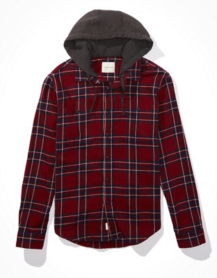 grey hoodie red flannel