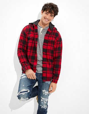 American eagle discount flannel hoodie men