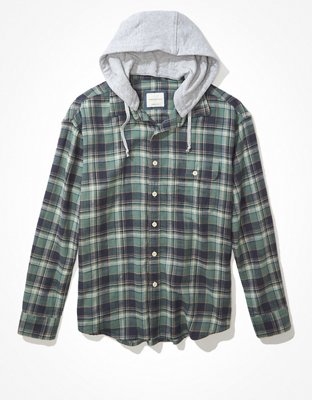 American eagle flannel discount hoodies