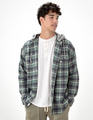 Mens flannel hoodie online american eagle