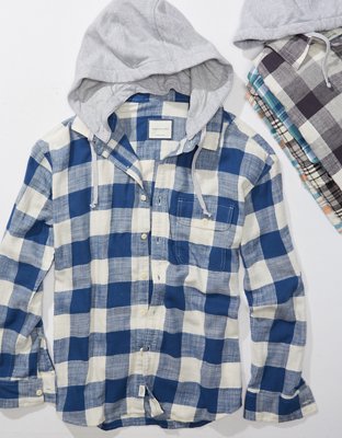 American eagle discount flannel hoodie mens