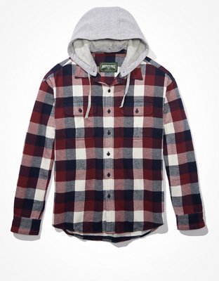 Hooded flannel shirt clearance hollister