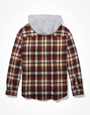 Мужские рубашки American Eagle AE Super Soft Hooded Flannel Shirt — фото 5