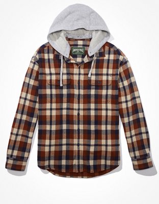 Мужские рубашки American Eagle AE Super Soft Hooded Flannel Shirt — фото 4