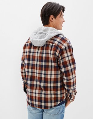 Мужские рубашки American Eagle AE Super Soft Hooded Flannel Shirt — фото 3
