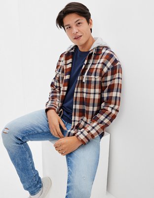 Мужские рубашки American Eagle AE Super Soft Hooded Flannel Shirt — фото 2