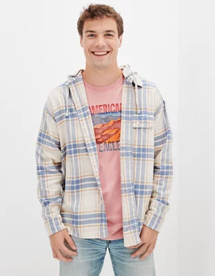 american eagle hooded flannel mens