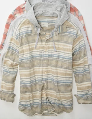 AE Super Soft Hooded Beach Flannel Shirt
