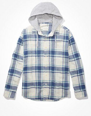 AE Super Soft Camisa de flannel playera con capucha
