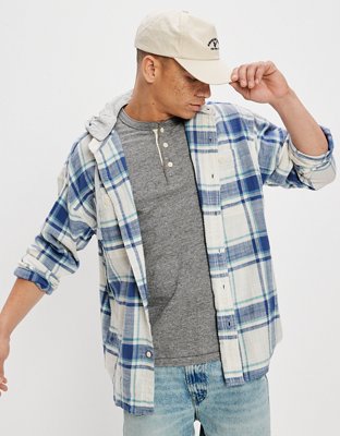 AE Super Soft Camisa de flannel playera con capucha