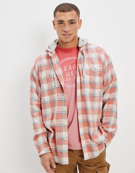 AE Super Soft Camisa de flannel playera con capucha