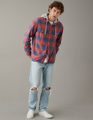 Мужские рубашки American Eagle AE Hooded Flannel Shirt — фото 4