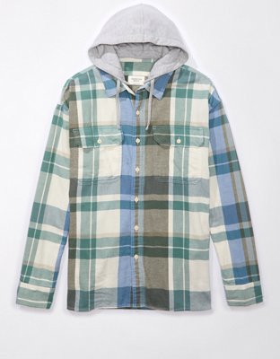 Offline Arie American Eagle XXL Shirt Jacket Green Plaid Flannel