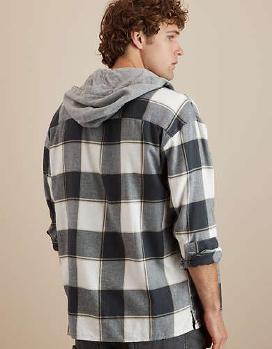 AE Super Soft Camisa de flannel con capucha