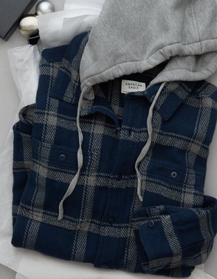 Mens flannel hoodie american eagle sale