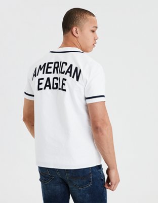AE Short Sleeve Button Up Baseball Shirt