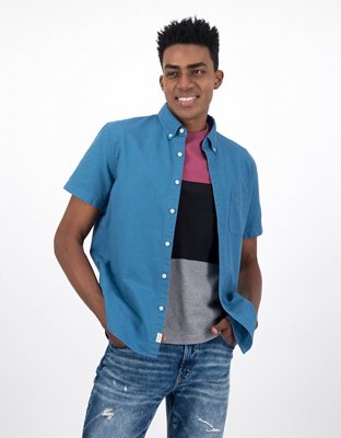 Camisa manga corta estilo Oxford con botones AE
