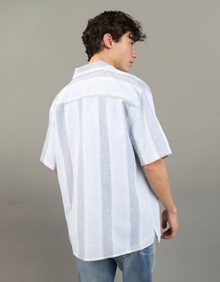 Мужские рубашки American Eagle AE Striped Button-Up Poolside Shirt — фото 2