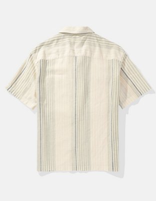 AE Linen-Blend Striped Button-Up Poolside Shirt