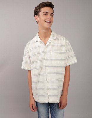 AE Camisa Rayada con Botones para la Piscina