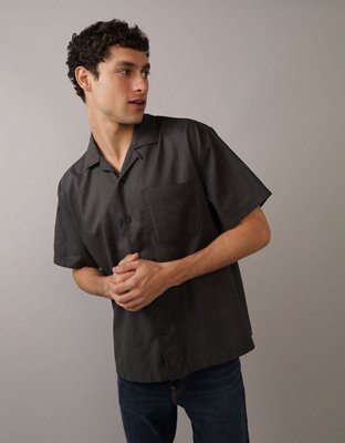 AE Linen-Blend Button-Up Poolside Shirt