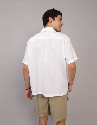 AE Poolside Linen-Blend Button-Up Shirt