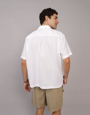 AE Linen-Blend Button-Up Poolside Shirt