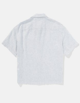 AE Camisa con Botones de Mezcla de Lino para la Piscina