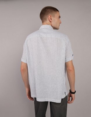 AE Camisa de Mezcla de Lino con Botones para la Piscina