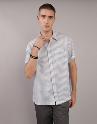 AE Linen-Blend Button-Up Poolside Shirt