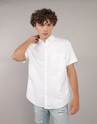 slim fit dress slacks White Short Sleeve Performance Dress Shirt