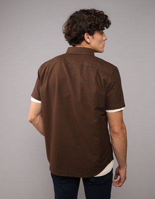 AE Short-Sleeve Slim Fit Button-Up Shirt
