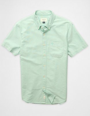 AE Short-Sleeve Slim Fit Button-Up Shirt | American Eagle
