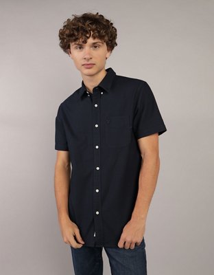 slim fit dress slacks Black Stretch Slim-Fit Shortsleeve Dress Shirt M/15-15.5