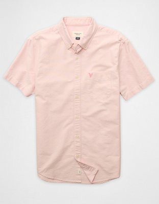 AE Short-Sleeve Slim Fit Button-Up Shirt | American Eagle