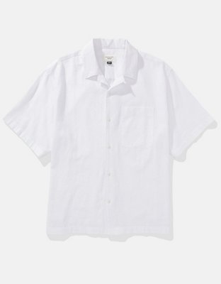 AE Poolside Linen-Blend Button-Up Shirt