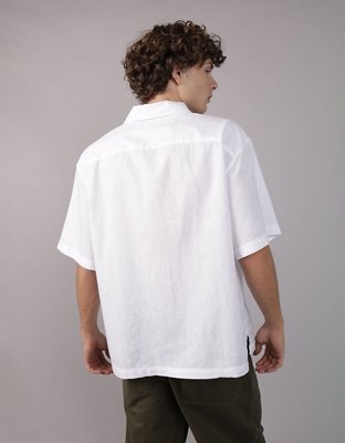 AE Camisa de Mezcla de Lino con Botones para la Piscina