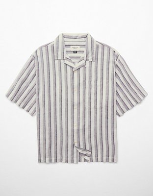 AE Poolside Linen-Blend Button-Up Shirt
