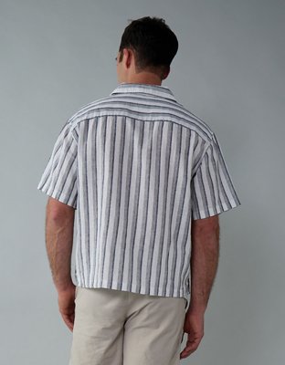 AE Camisa de Mezcla de Lino con Botones para la Piscina