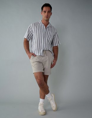 AE Camisa de Mezcla de Lino con Botones para la Piscina