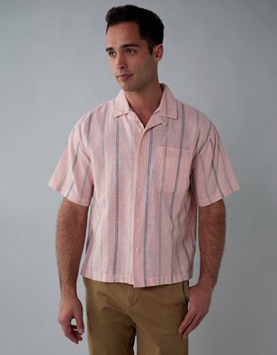 AE Camisa de Mezcla de Lino con Botones para la Piscina
