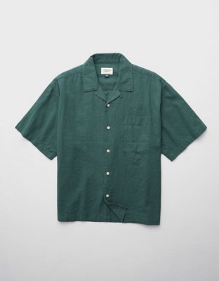 AE Poolside Linen-Blend Button-Up Shirt