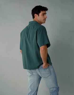 AE Poolside Linen-Blend Button-Up Shirt