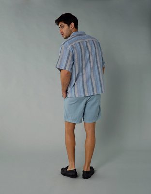 AE Camisa de Mezcla de Lino con Botones para la Piscina